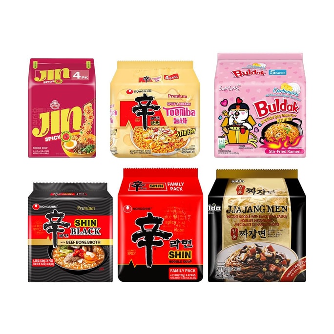 Korea's Best-Selling Instant Ramen Noodles Gift Pack , 6 Varieties 【Value Combo】【Back To School Limited Edition】
