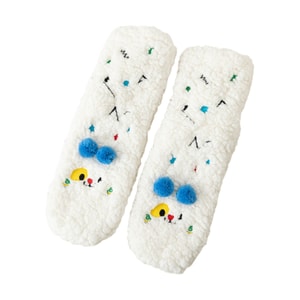 Super Thick Lamb Fleece Socks Cute Mid-calf Sleep Socks With Fleece For Warmth Home Floor Socks - White 1 Pair