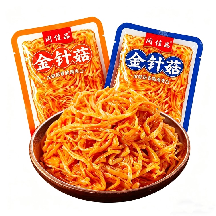 Red Oil Enoki Mushrooms Spicy Enoki Mushrooms 26g*4 packs Small Pickles Side Dish for Rice or Noodles Ready to Eat [Crisp and Delicious, Assorted Flavours] 8