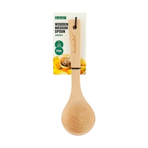 Natural Medium Wooden Soup Spoon Long Handle for Cooking