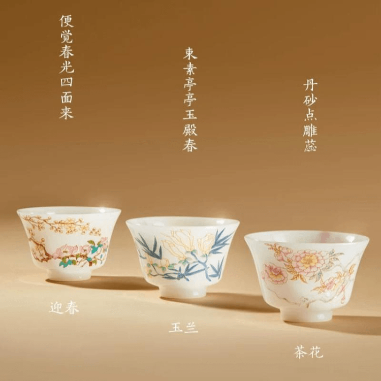 中国直送】故宮博物院文化創作商品：十二花柄茶碗と茶器セット