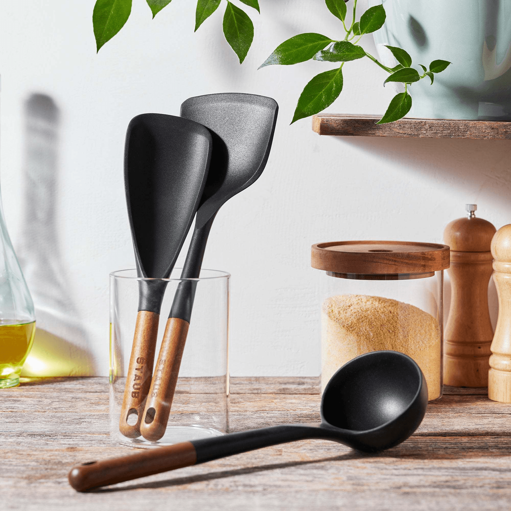 フランス STAUB シリコン木柄キッチン用品セット 3点セット/マット