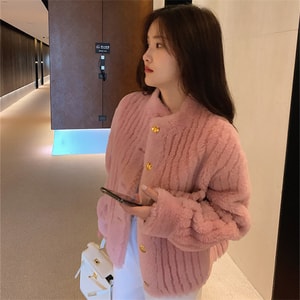 PEACEBIRD New style for fall and winter small stand-up collar sheep sheared fur short lamb fur young fur