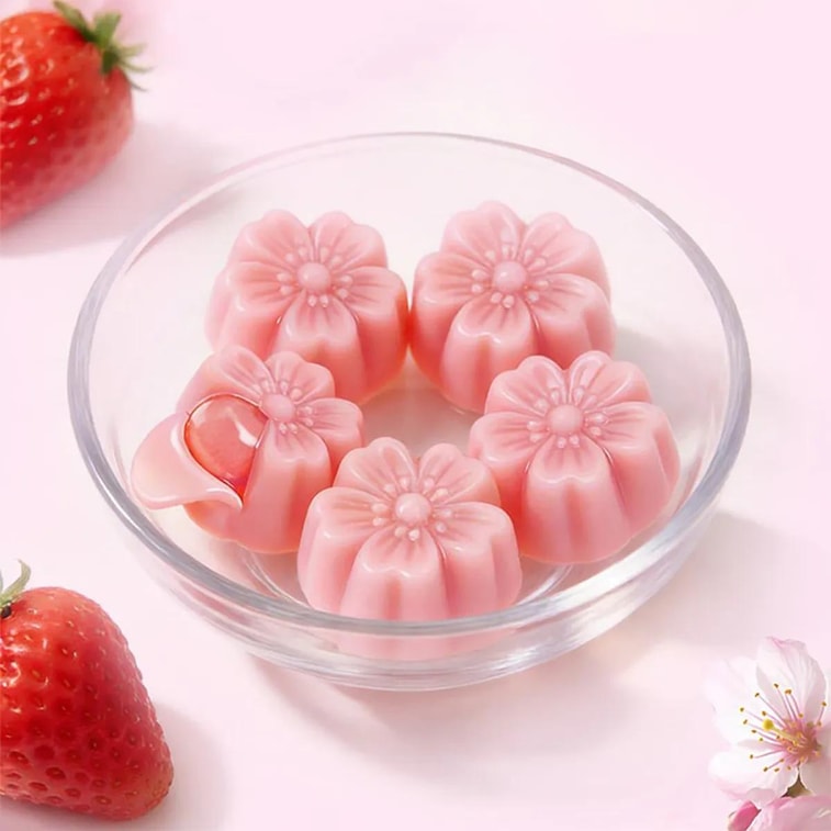Sakura-Shaped Peelable Gummy Candy, Matcha Sakura + Sakura Strawberry Flavor, 3.39 oz 【Sakura Season Limited Edition】 3