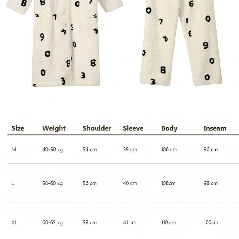 【中国直邮】 Lullabuy 奶油数字睡衣套装居家服 M码