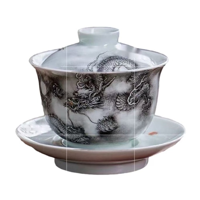 【中国直邮】 京真堂 景德茶具 盖碗 陶土材质 产地 瓷都德化 口径10.4cm高9.8cm 容量160ml  手工彩绘