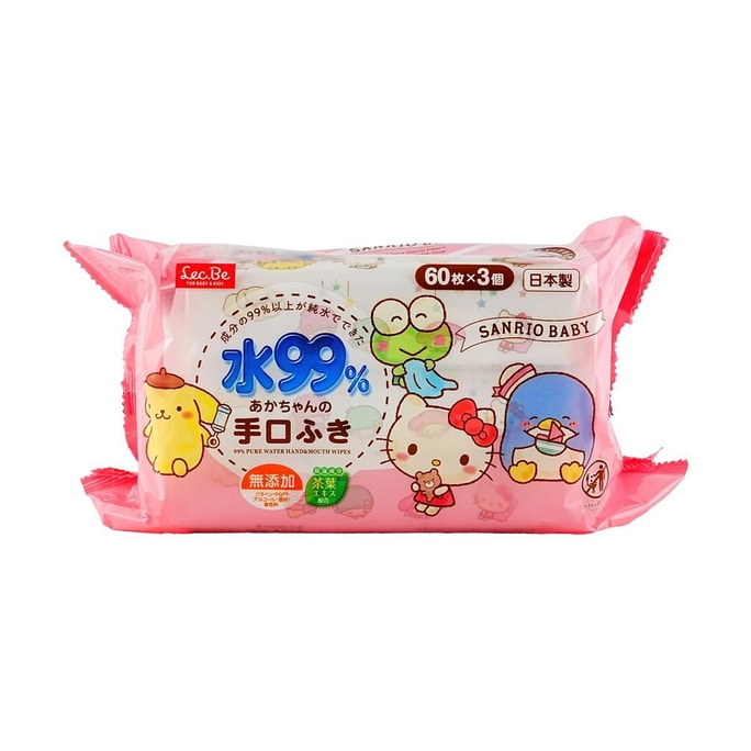 SANRIO CHARACTERS WET TISSUE FOR HAND WIPES 60SHEETS x 3