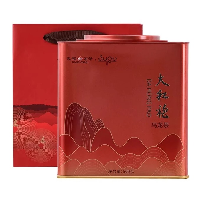 【中国直邮】 天福茗茶 武夷山大红袍岩茶乌龙茶茶叶散茶桶装大铁罐装500g