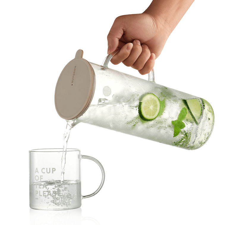 Pichet d'eau transparent en verre avec couvercle, 40,58 fl oz 11