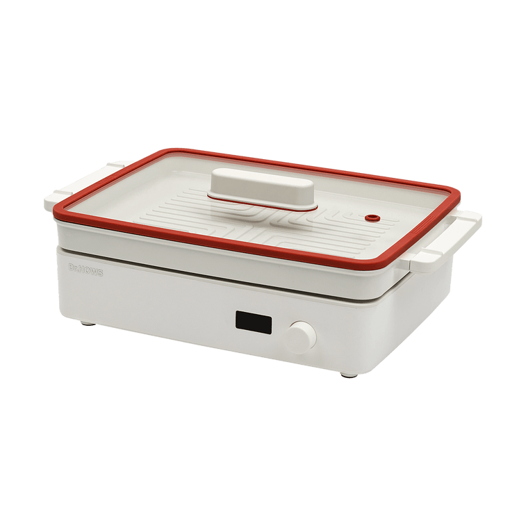 Doran Doran 3 in 1 Electric Skillet Multi Cooker Hot Pot Fryer Pan Griddle and Grill with Glass Lid Red 3