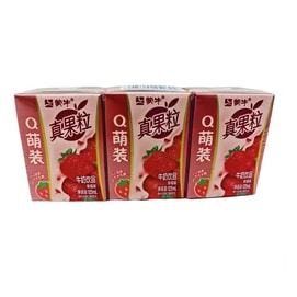 蒙牛 Q萌装草莓味真果粒125ml*3盒装【网红热销饮品】【亚米独家】