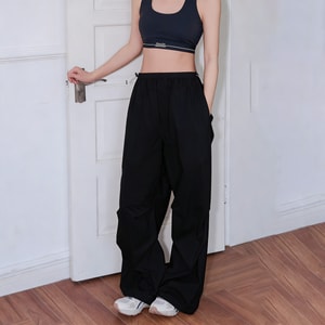 [중국 직배송] HSPM 신형 통기성 남녀공용 낙하산병 바지, 루즈핏, 캐주얼 미국식 아웃도어 스포츠 바지, 페이퍼 블랙, 사이즈 M