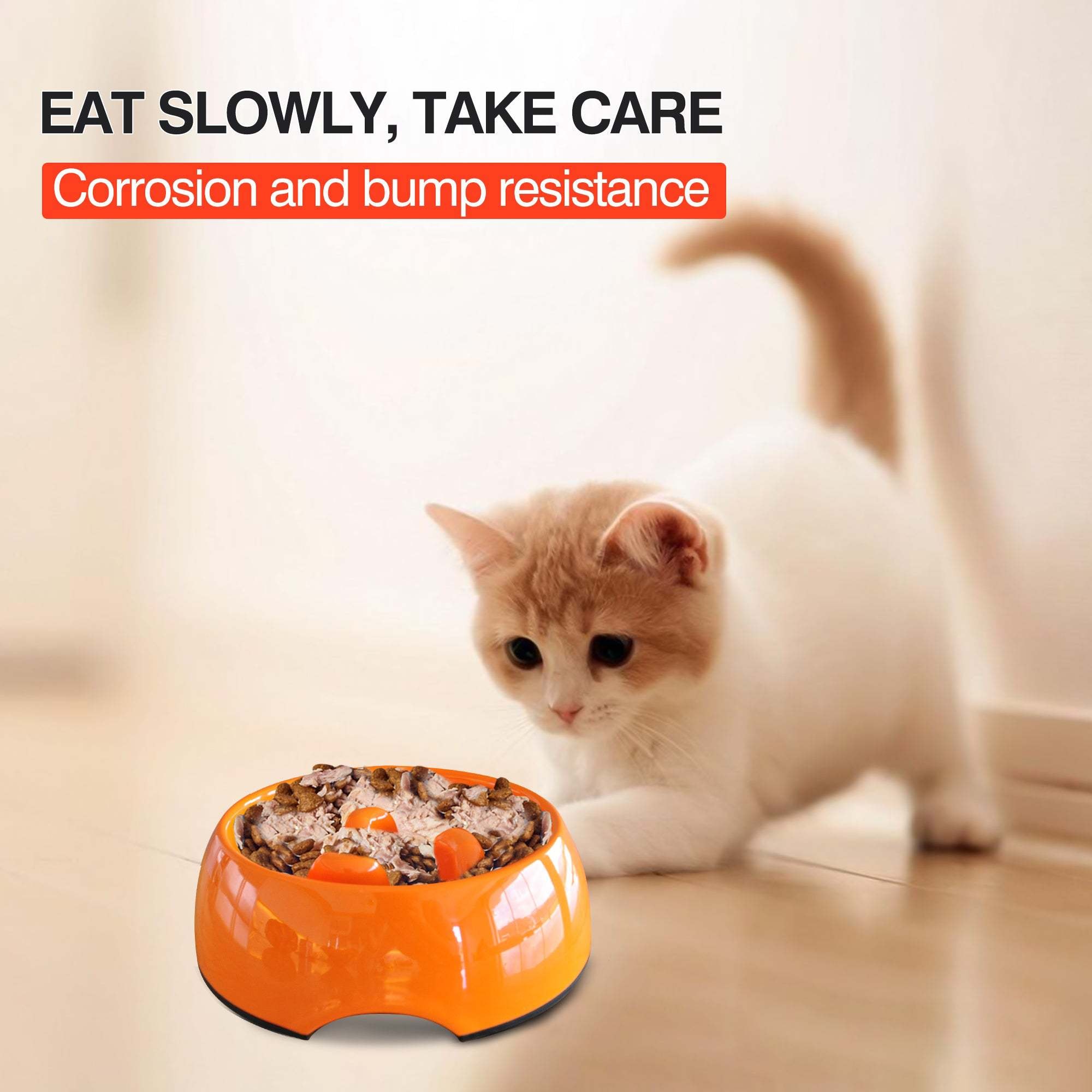 AKIAKDOG Anti-Gulping 狗碗慢速喂食器适用于快食者的交互式膨胀停止宠物碗橙色