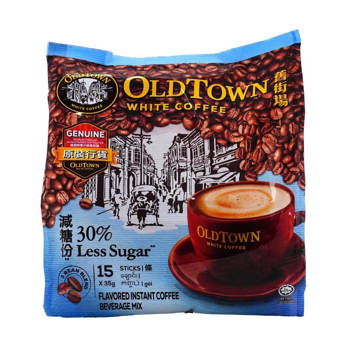3In1 Instant White Coffee Less Sugar,15sticks 18.51 oz
