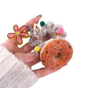 🍪 Sweetheart Cookie Knitted Hair Hoop Khaki Telephone Wire Head Rope High Grade Tie Hair Uncut ✨  1 piece