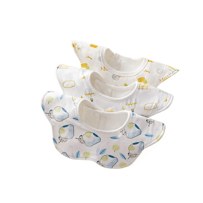 October Crystallized Drool Towel Baby Bib Pure Cotton Baby Drool Pocket 3 Packs