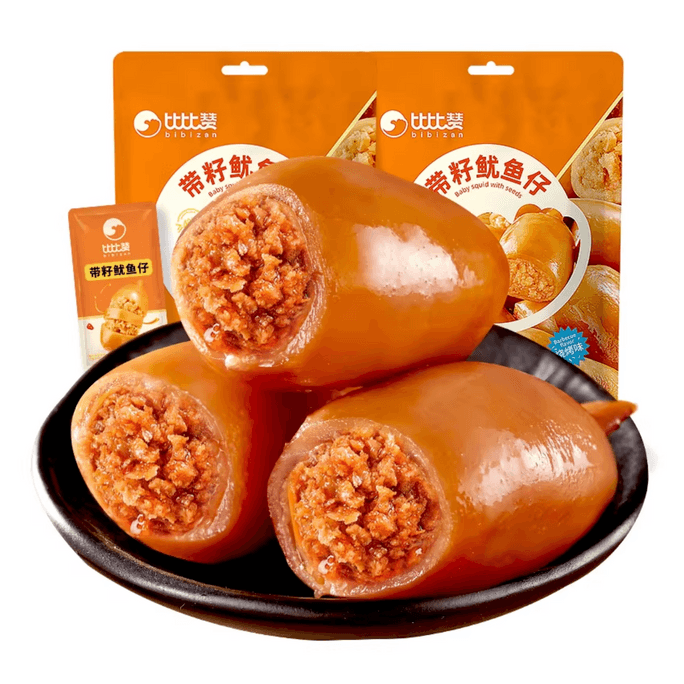 Bibi Zan Baby Squid with Seeds, Ready-to-Eat Snack for Drinking, Seafood, Cuttlefish Snack, Leisure Snack, 90g, 1 Pack, About 4 Pieces