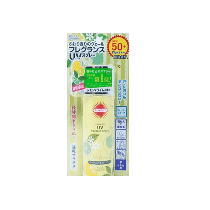 일본 KOSE SUNCUT 보호용 자외선 차단제 스프레이 레몬 향 SPF50 + PA ++++ 60g