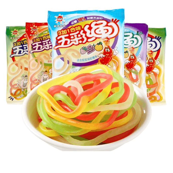 Colorful Rope Juice Gummies Candy Foodie Childhood Snack Casual Food 12g * 5 Pack