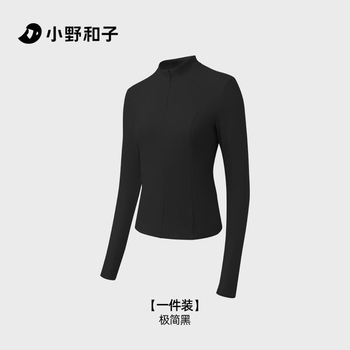 Half zip base shirt for women autumn and winter top high neck slim fit warm long sleeved black size M 1 piece