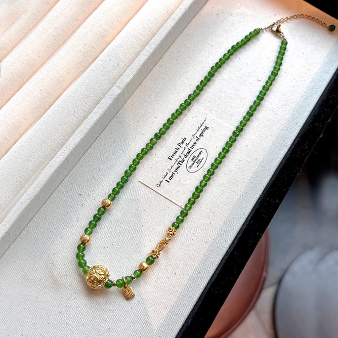 홍차오 시장, 미국 현물 상품, 팔방정 웰스 천연 칼세도니 및 진주 목걸이, 1가닥