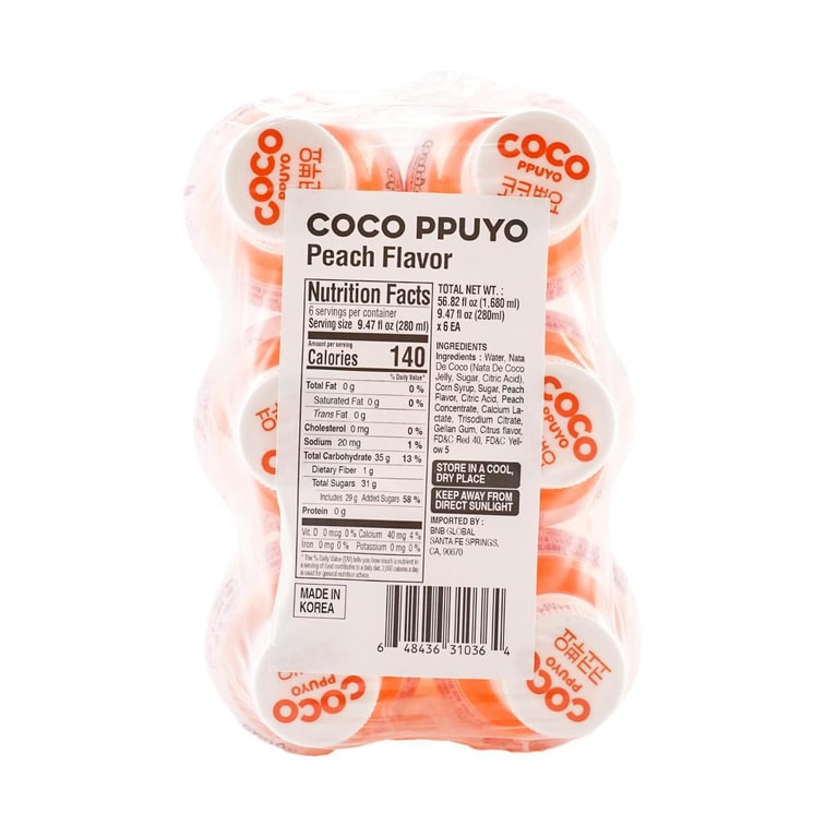 COCO PPUYO ピーチジュース 9.47液量オンス*6 5