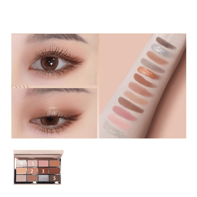 Fantasy 12 Color Eye Shadow Plate Glitter Eye Shadow Complex I122 Warm Apricot Coral 18g*1 Box