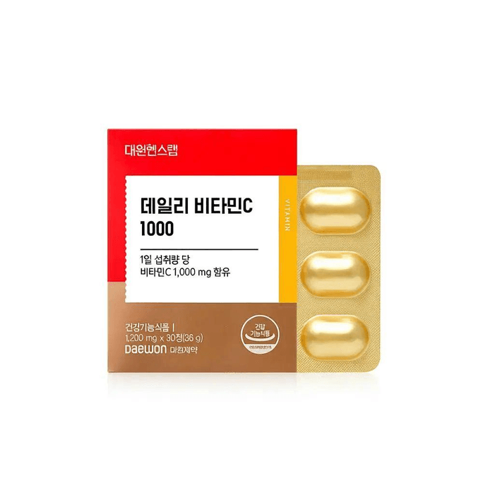 【韩国直邮】 韩国 Daewon 大元制药 每日维生素 C1000mg 营养片 1200mg×30 片 成人日常维 C 内服膳食补充