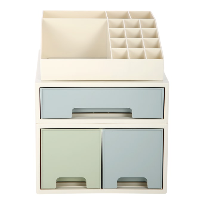 Stationery Organizer Box Roselife Multifunctional Desk Storage Box Set Free Stacking [TBD-04] w/ 3 Drawers + 16 Slots