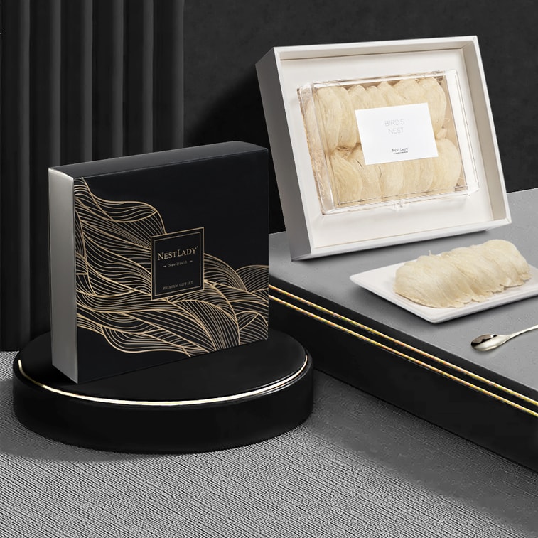 アメリカ産NestLadyプレミアムツバメの巣、「咲き誇る花と満月」ギフトボックス、6Aトップグレードロイヤルツバメの巣、100g【2025年梅雨初収穫ツバメの巣年末クリアランスセール】、FDA/USDA検査済み。 4