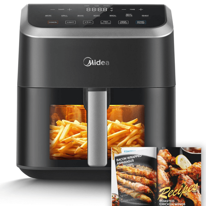 Midea Air Fryer 5.5 Quart with See-Thru Window, Heatexpress Rapid Air Technology, and 9 Preset Menus for Quick and Easy Meals