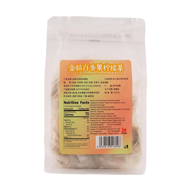 川知味 金桔百香果柠檬茶包 12包入 216g 【维C满满】 3