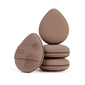 Brown Egg-shaped TATAMI Puff  Dual 1.8mm Rubycell  Laser Engraved  High Coverage  For Liquid Foundation 2pcs