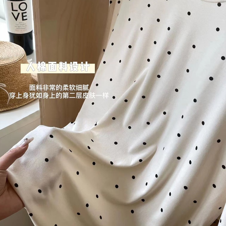 【中国直邮】 HSPM 波点ins风睡衣套装女  短袖短裤两件套家居服  奶茶F 1 套 5