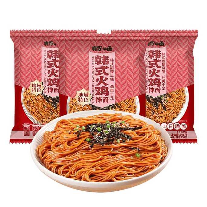 有你一面 韓国風七面鳥拌麺105g*3袋甘辛風味爽快感抜群