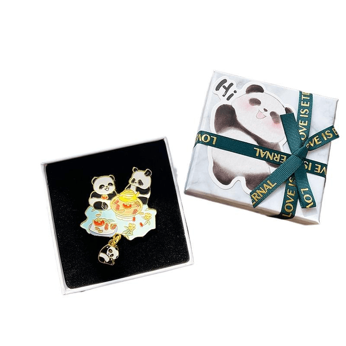 Cultural And Creative Small Gift Panda Refrigerator Magnet Flower Roast Tea 7CM*1 Piece