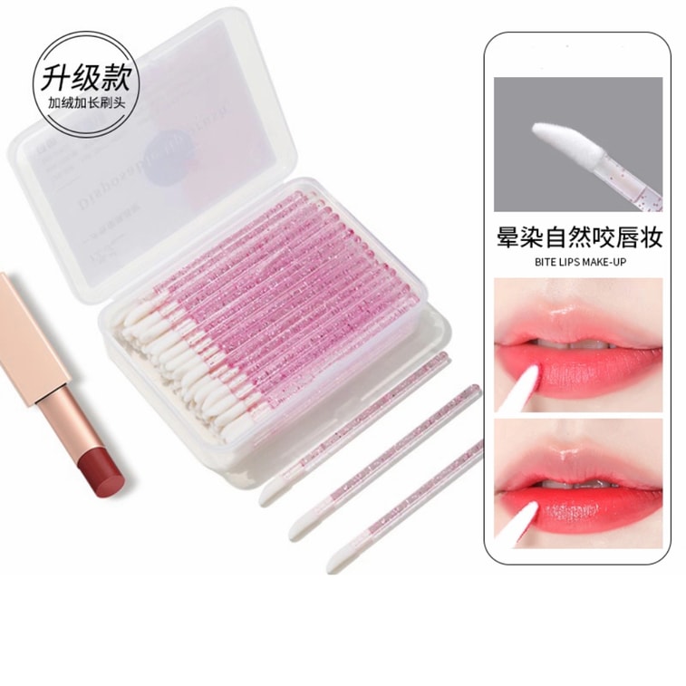 Cupid's Choice 使い捨てフロック斜めリップブラシ (100本パック) - ブレンディングリップスティックブラシ、アイシャドウブラシ、メイクアップアーティストディテールブラシ、リップスティック＆リップグロスメイクブラシ 7