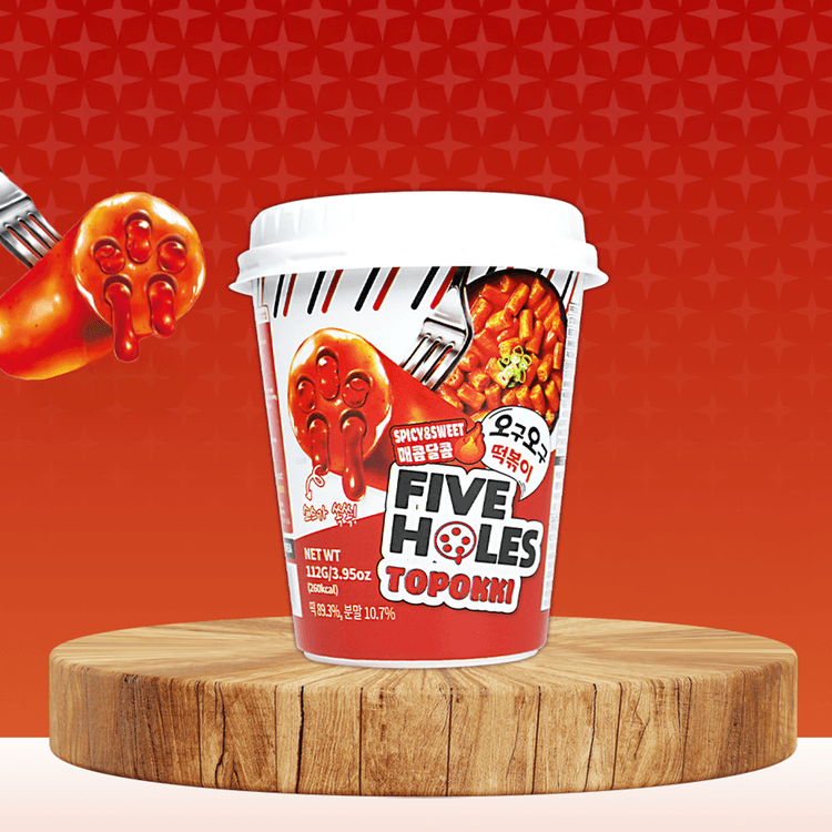 FIVE HOLES Instant Tteokbokki - Topokki , Spicy & Sweet Flavor