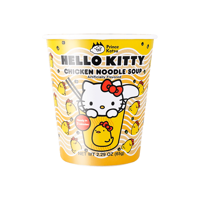 台湾PRINCE KATSU阿舍食堂× SANRIO三丽鸥联名 HELLO KITTY 杯面方便面拉面 鸡汤味 65g【动漫好物】【3分钟即食】