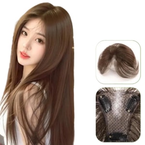 Lightweight Breathable Volume Boost Hair Topper, Invisible Seamless High Crown Hair Piece, Center Part Dark Brown 1Piece