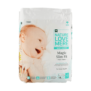 Magic Slim Fit Pants Diaper, L Size 15.43-24.25lb, 18 Pcs, Body-Contour Slim Hypoallergenic【Sleek Fit】