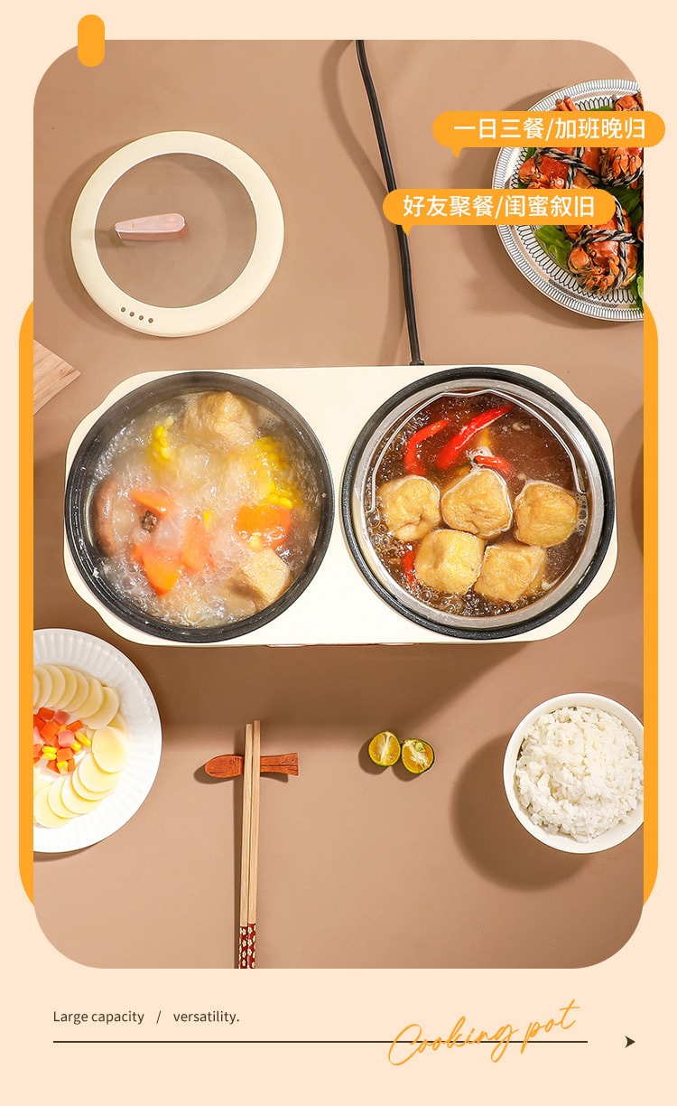 力好佳 多功能鸳鸯锅电热火锅双胆电饭锅全自动电饭锅送蒸笼 一台