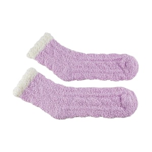 毛絨絨襪 彩色麻花珊瑚絨 紫色