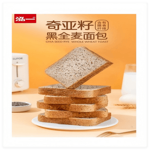【中國直郵】 泓一 奇亞籽黑全麥吐司麵包1包 手撕麵包健身粗糧代餐早餐零食