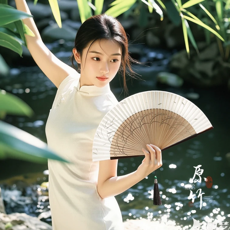 파솔라 라이프 전통 중국식 접이식 부채 (작은 물고기 디자인, 1개) - 무용용으로 적합한 새로운 중국식 접이식 대나무 부채 3