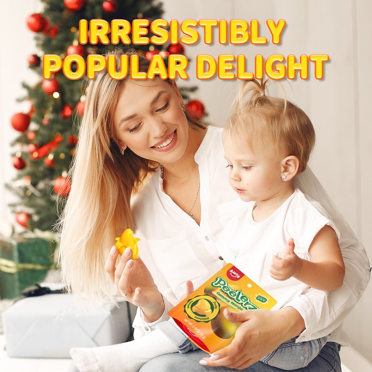 中国阿麦斯【荣获2024国际美味奖章】能剥皮的芒果软糖夹心可啵皮芒果果汁qq橡皮糖网红小零食糖果 6