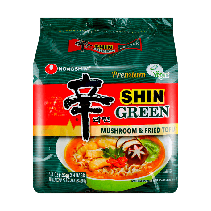 Shin Ramyun Mushroom And Tofu Flavored Ramen  - Green 4 pack 17.63 oz