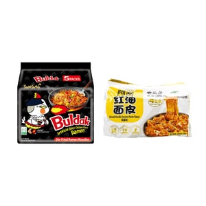 【火鸡面神仙吃法】韩国SAMYANG BULDAK 超辣火鸡肉味拌面 700g +白家陈记 阿宽 干拌红油面皮 麻酱味 460g