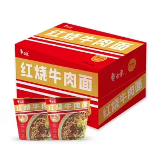 【中国直送】白象とオリジナルソースの太骨麺 角煮牛肉麺 2樽