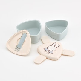 Miffy Antibacterial Bento Box for Triangle Onigiri, 2-Layer with Fork, Kids Tableware, miffy